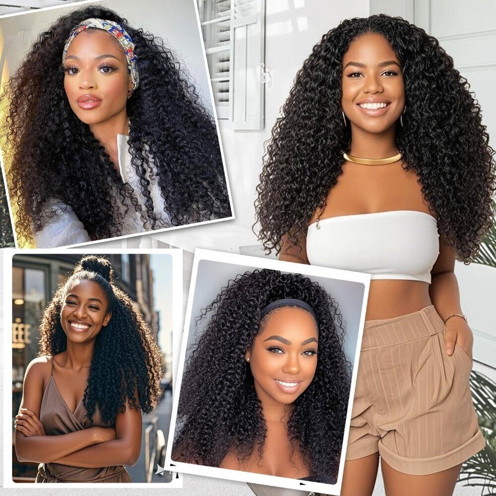 Long Curly Synthetic Half Wig 26 Inch, Glueless, 3 Style Options, Natural Look - Picture 6 of 6